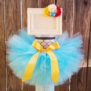 Blue red Yellow Tutu and Headband size 0-3t